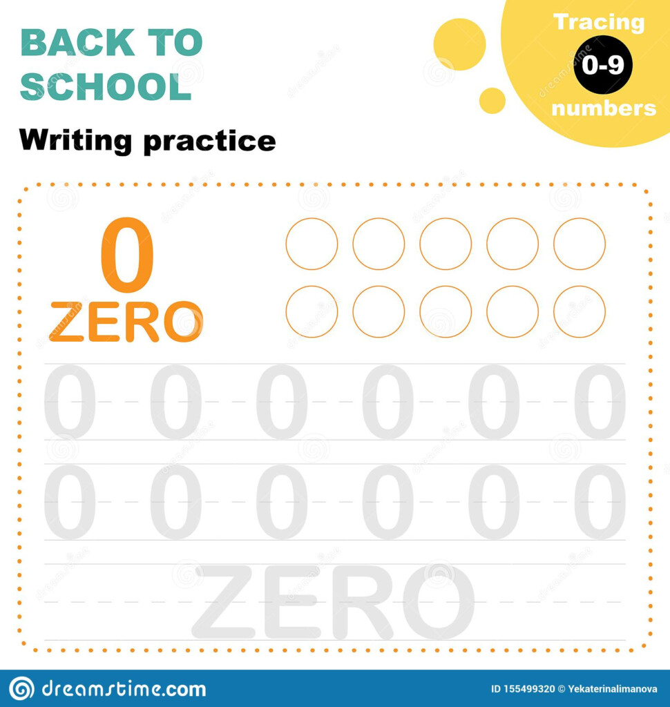 Tracing Numbers 0 9 Worksheet Stock Vector Illustration Of Math 