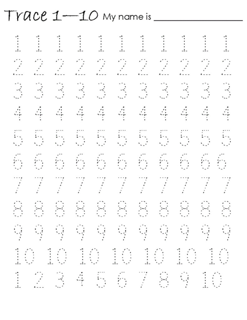 Tracing Numbers 1 10 Worksheet Learning Printable