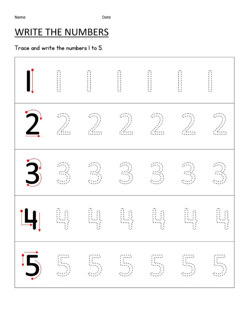 Tracing Numbers 1 5 For Kindergarten Kids Learning Activity