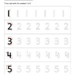 Tracing Numbers 1 5 For Kindergarten Kids Learning Activity