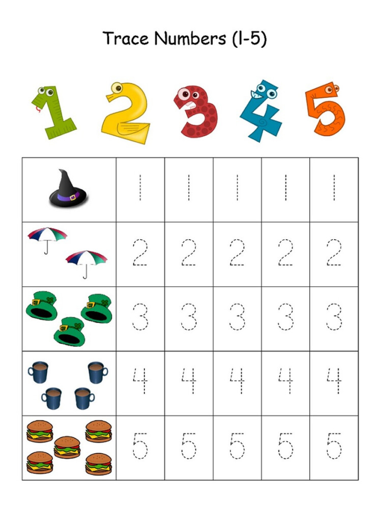 Tracing Numbers 1 5 PRINTABLE Kids Worksheets