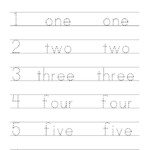 Tracing Numbers In Words Worksheet For Children Vector Image