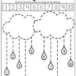 Tracing Practice Trace The Numbers The Clouds And The Raindrops This