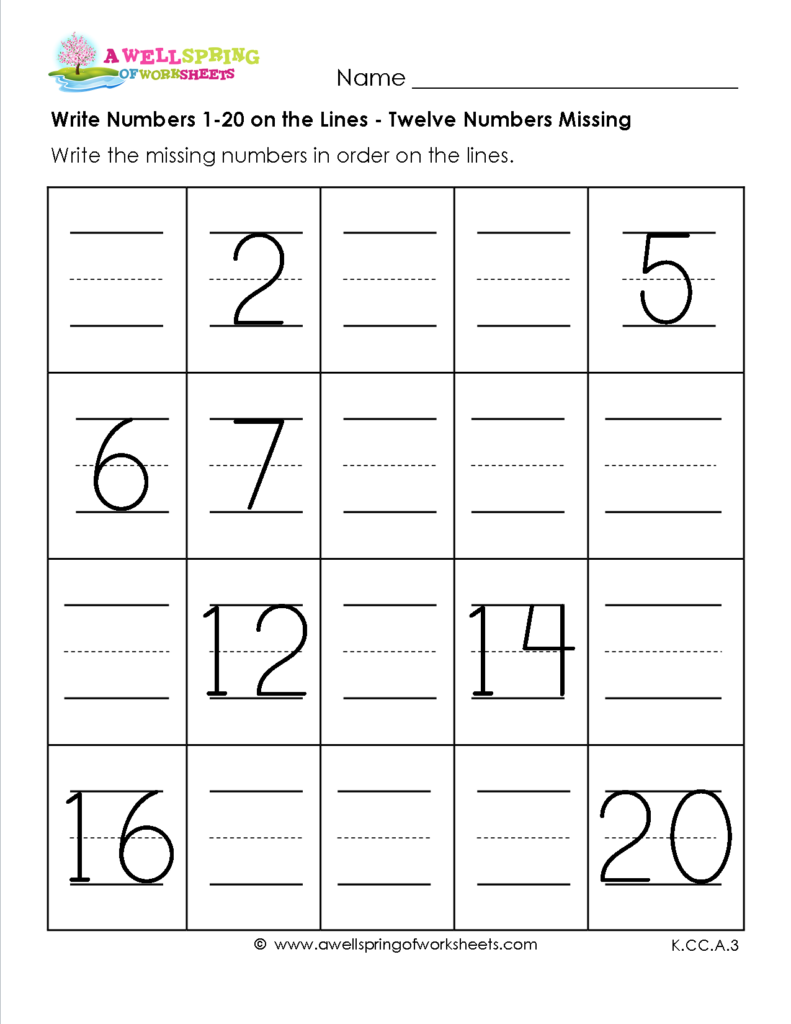 Tracing Worksheets Number Writing Practice 1 20 Name Tracing 