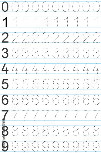  Numbers 0 9 Handwriting Tracing Practice Sheet Writing Training For 