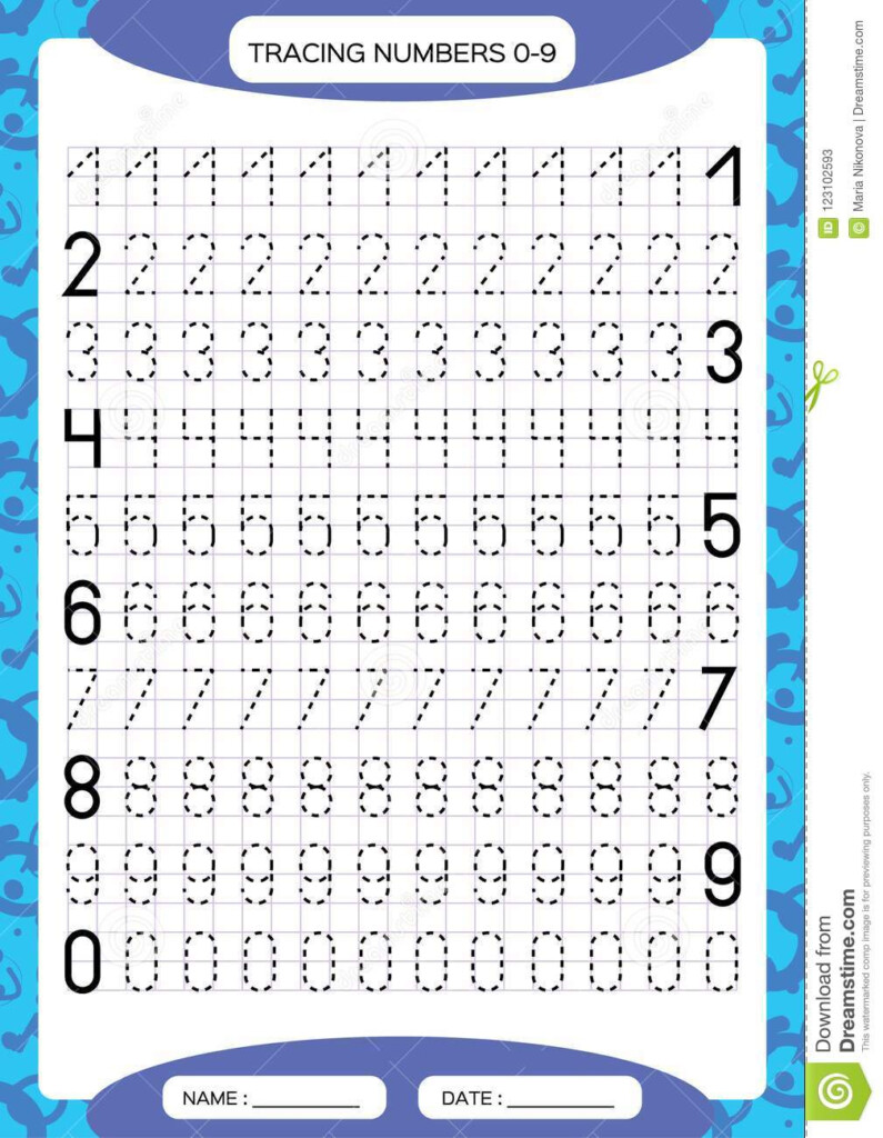 Numbers 0 9 Tracing Worksheet For Kids Preschool Worksheet 