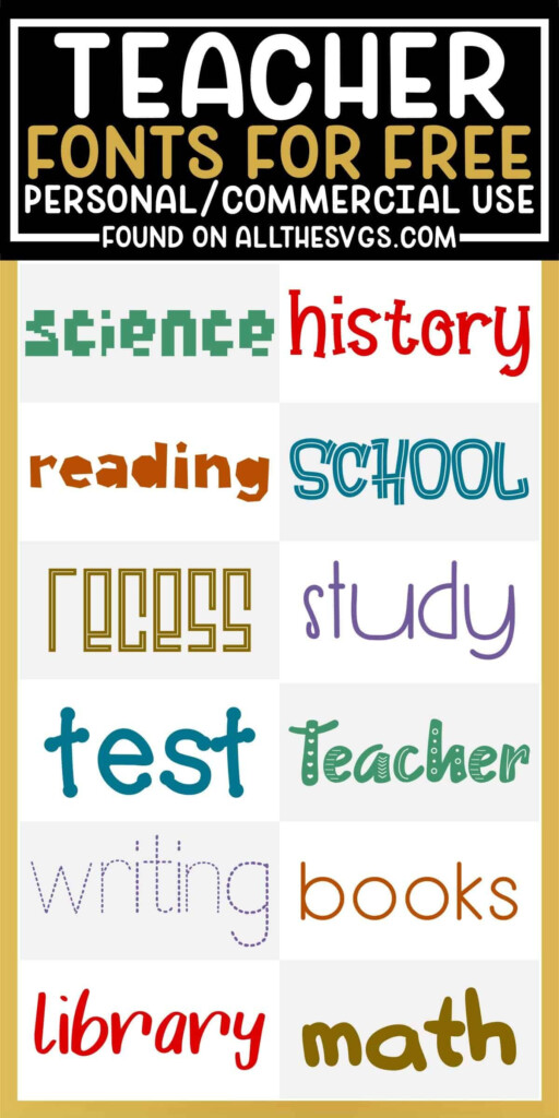 FREE FONTS For Teachers Cricut Silhouette Bulletin Board Teaching 