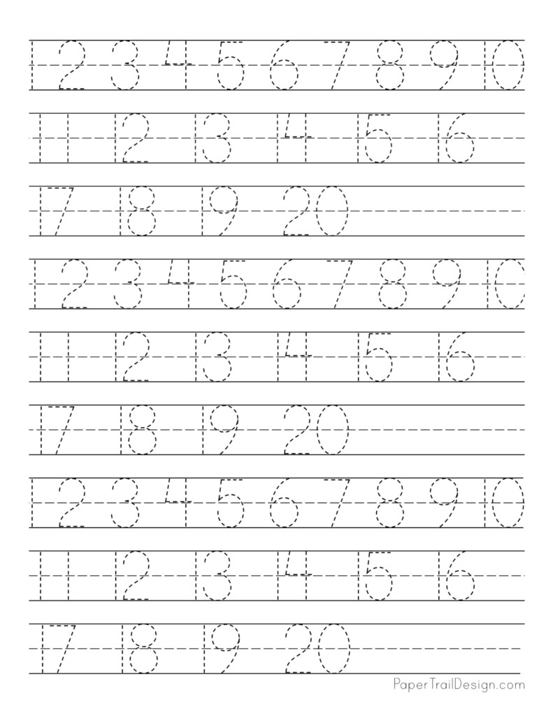 Free Printable Number Tracing Worksheets 1 20 Maryandbendy