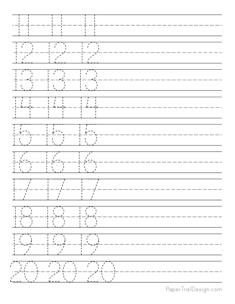 Free Printable Tracing Numbers 11 20 Worksheets Printable Templates