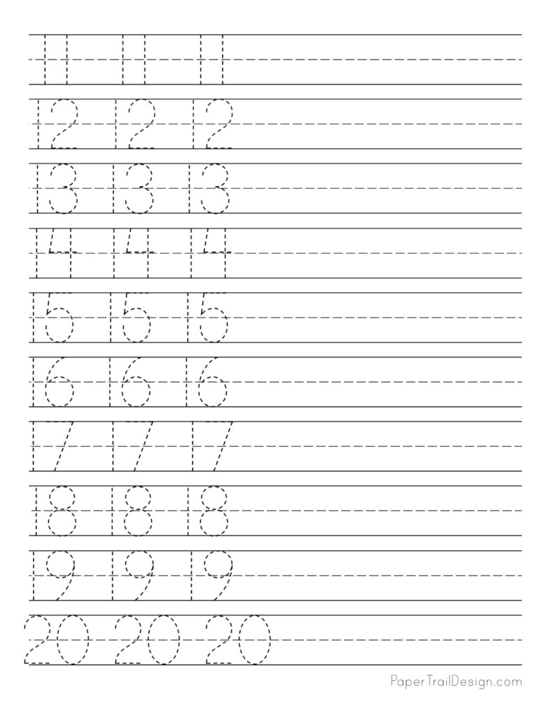 Free Printable Worksheets For Kids Tracing Numbers 1 20 Worksheets 