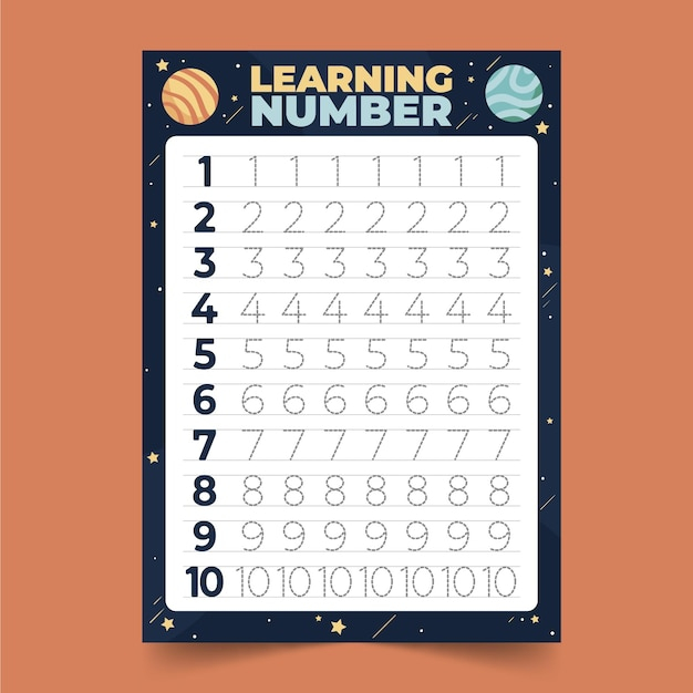 Free Vector Numbers Tracing Template