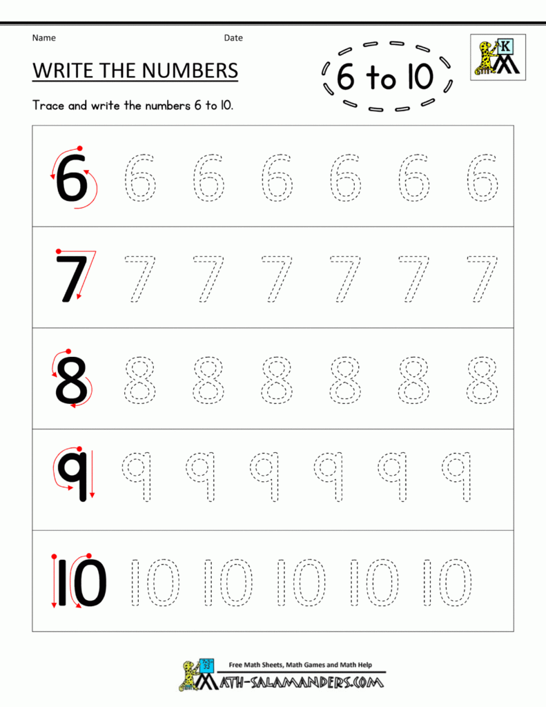 Handwriting Tracing Worksheet For Numbers 6 10 Name Tracing Generator 