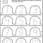 Ice Cream Cone Trace Numbers 1 12 Summer Worksheets For Preschoolers