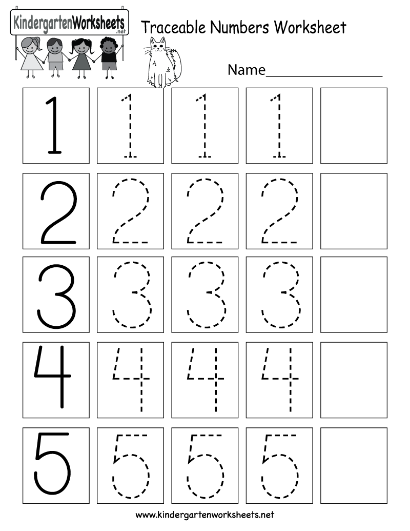 Kindergarten Traceable Numbers Worksheet Printable Tracing Worksheets