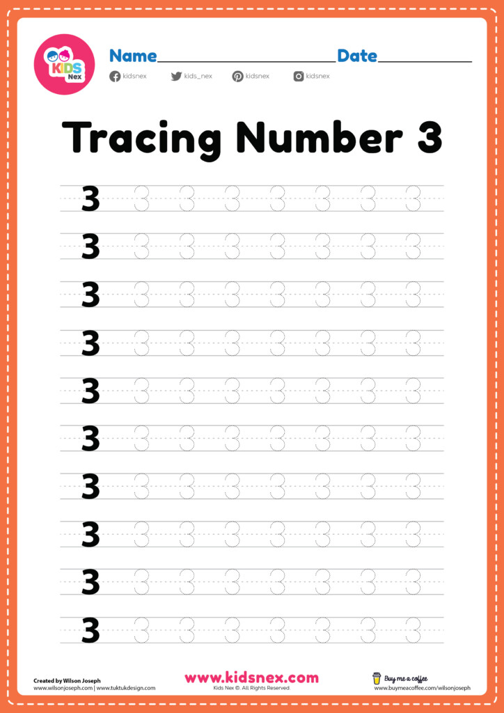 Number 3 Tracing Worksheets Pdf Goimages IO