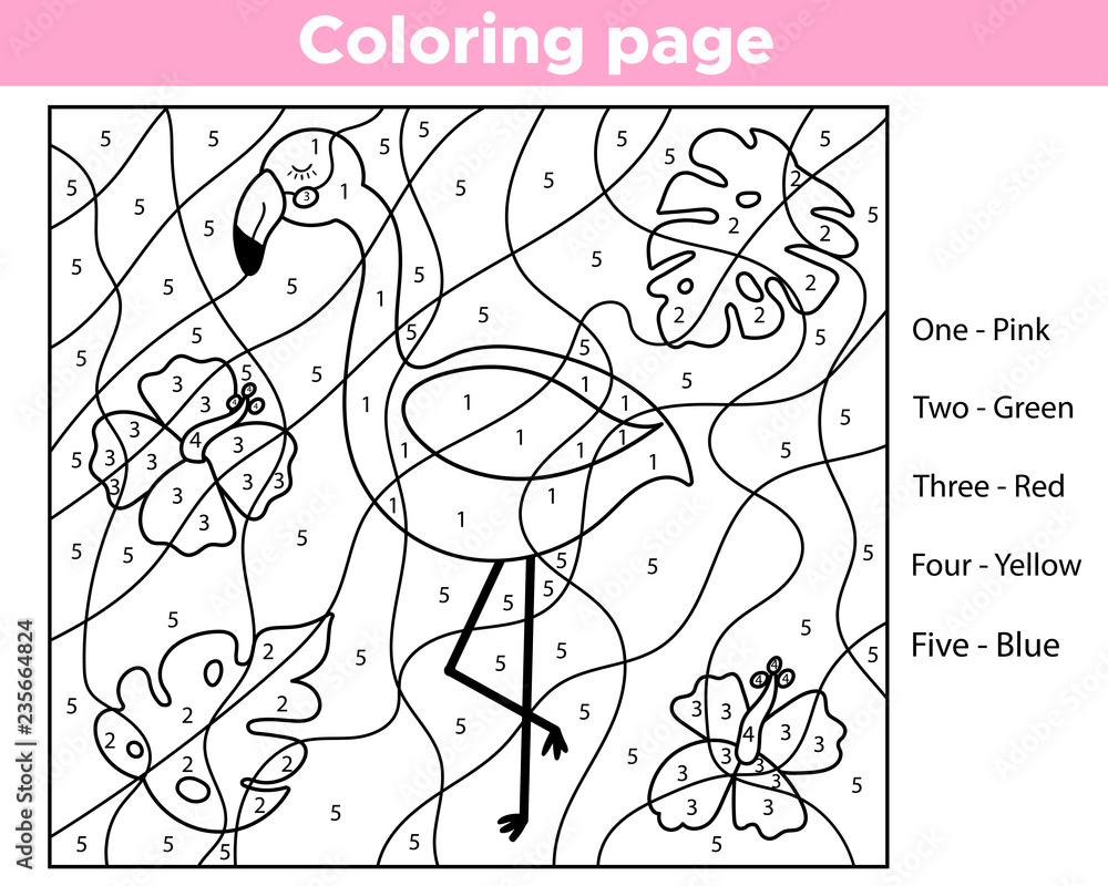 Number Coloring Page For Preschool Kids Learning English Colors Cute