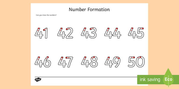 Number Formation Worksheet Worksheet 41 50 teacher Made 