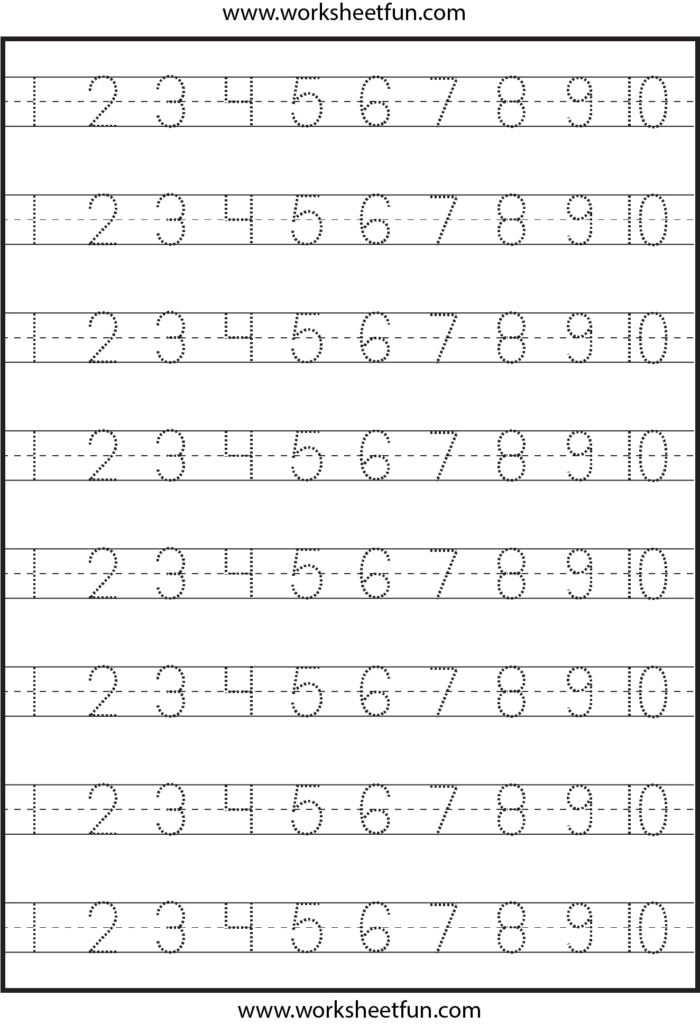Number Tracing 1 10 Worksheet Free Preschool Worksheets 