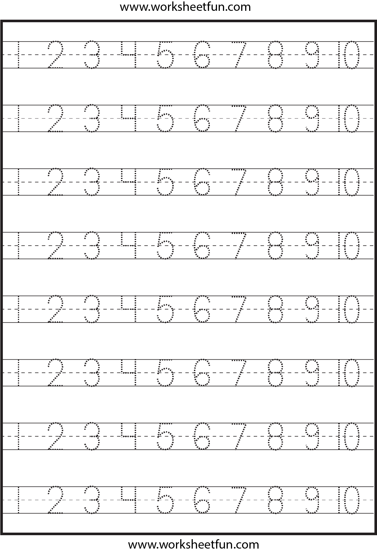 Number Tracing 1 10 Worksheet Free Preschool Worksheets Numbers