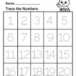 Number Tracing Practice 1 20 Tracing Worksheet Preschool Kindergarten