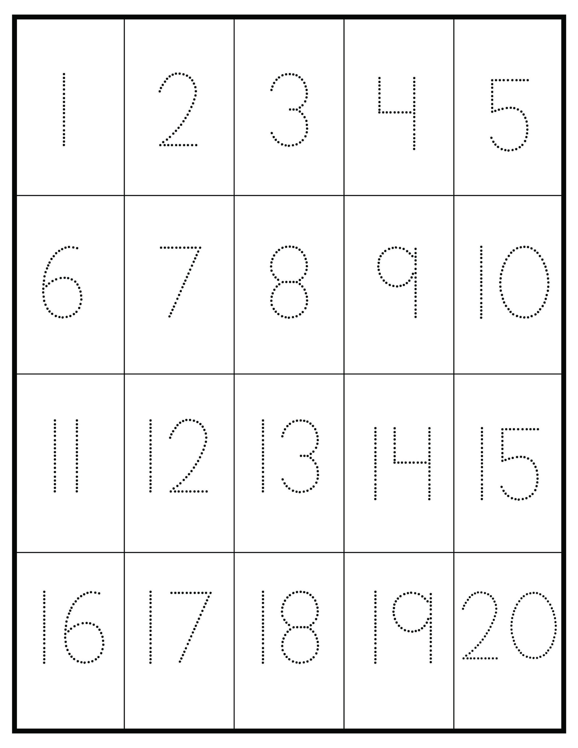 Number Tracing Practice 1 20 Tracing Worksheet Preschool Kindergarten 
