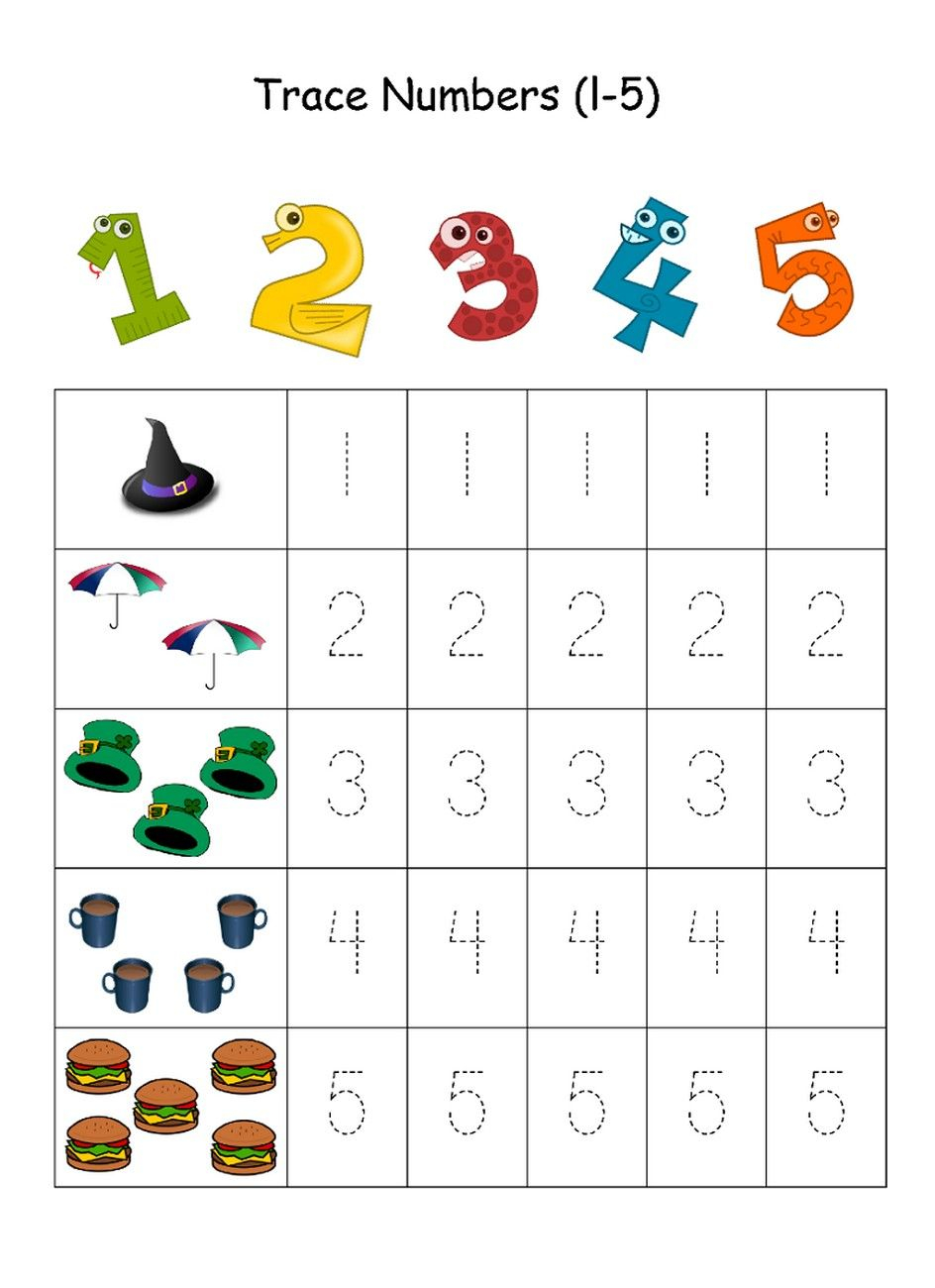 Numbers 1 5 Traceable Numbers Kindergarten Tracing Worksheets