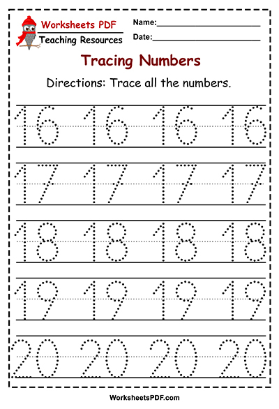 Numbers 1 50 Tracing Worksheets Worksheets PDF