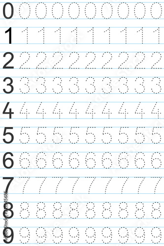 Numbers From 0 To 9 Handwriting Tracing Practice Sheet Writing Porn 