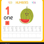 Numbers Tracing Worksheet For Preschool Royalty Free Vector