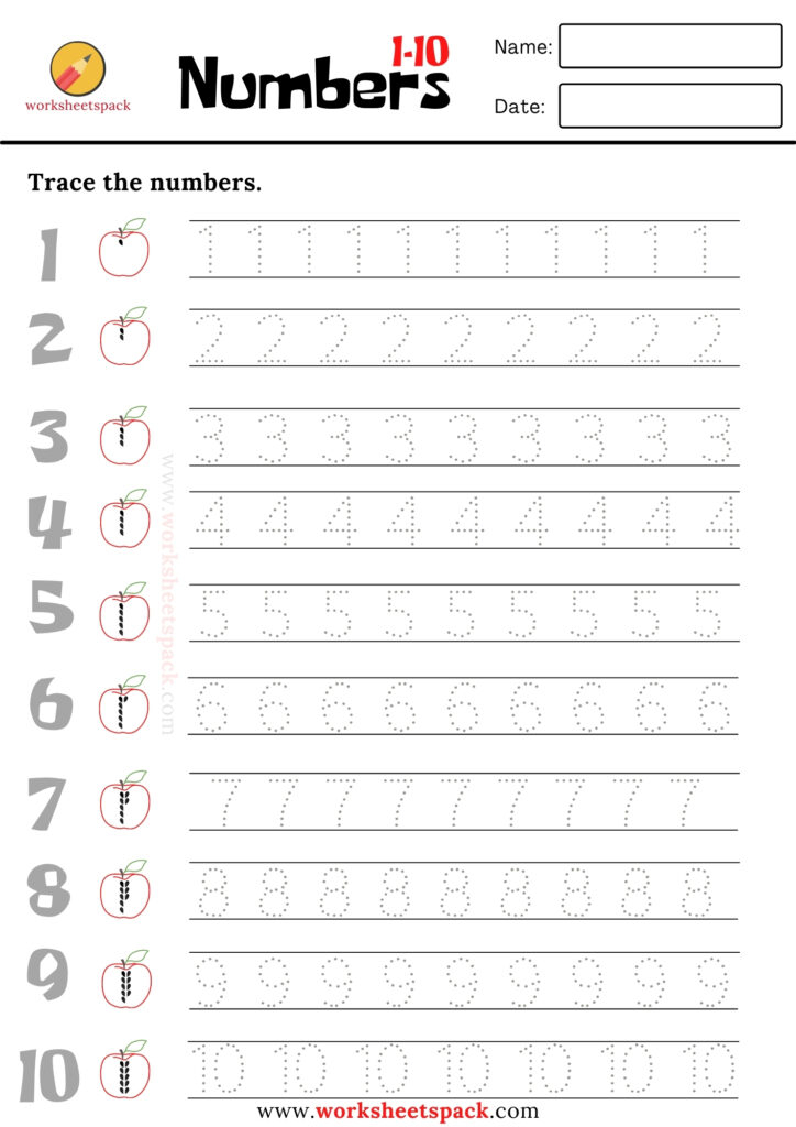 Numbers Tracing Worksheet Worksheetspack