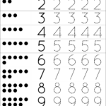Numbers Tracing Worksheets For Kindergarten Printable Kindergarten