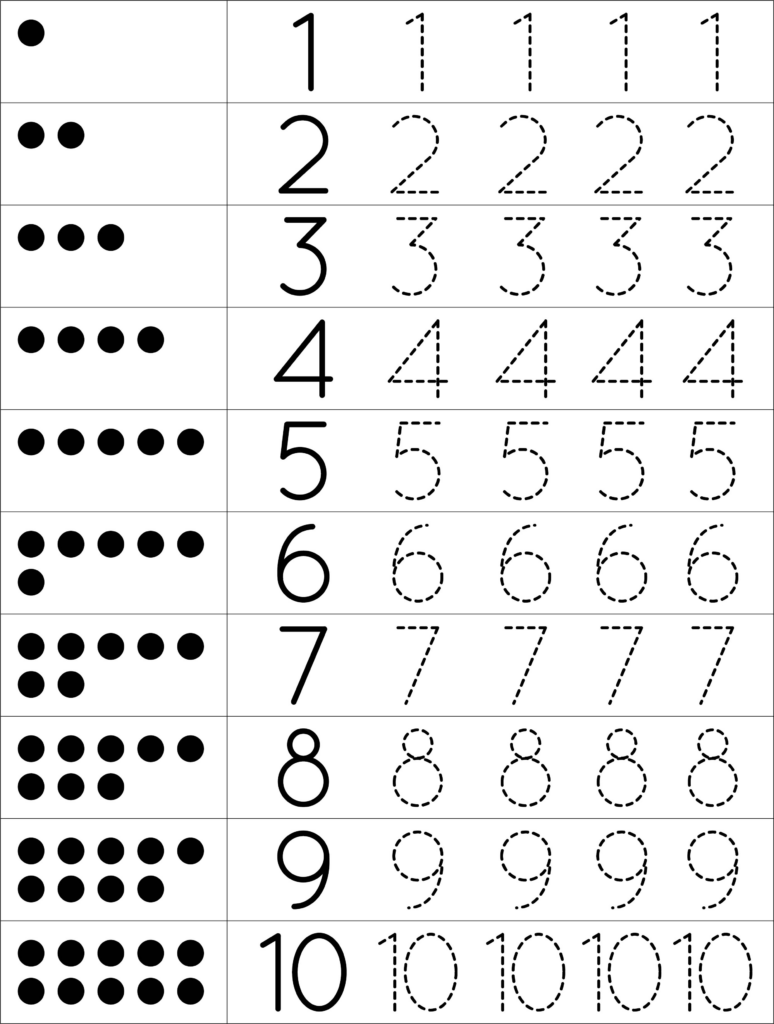 Numbers Tracing Worksheets For Kindergarten Printable Kindergarten 