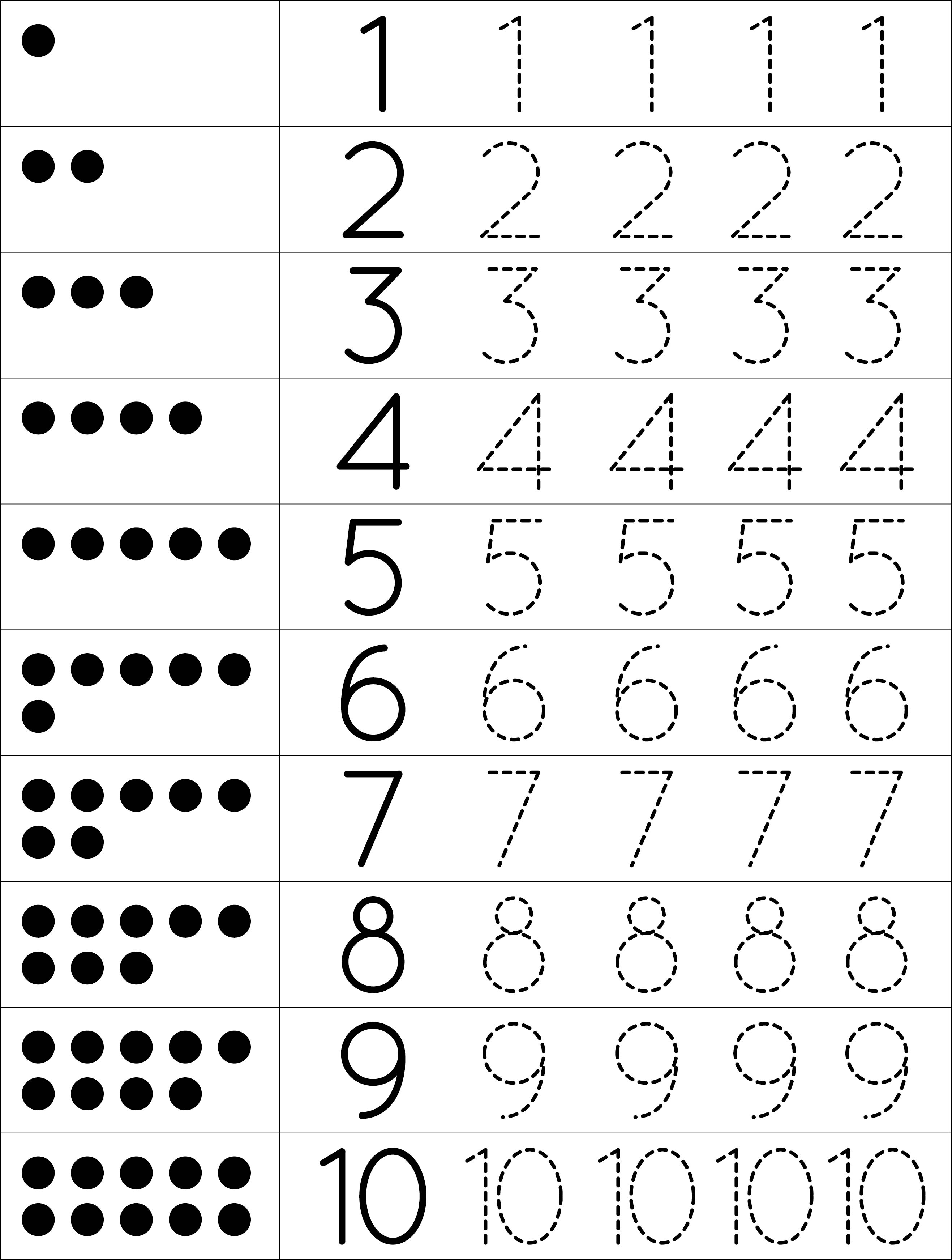 Numbers Tracing Worksheets For Kindergarten Printable Kindergarten