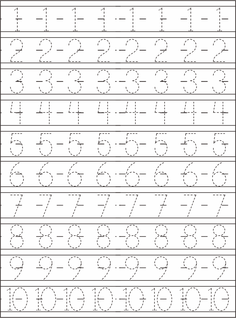 Pre K Worksheets Numbers 1 10 Numbersworksheetcom Tracing Number 1 10