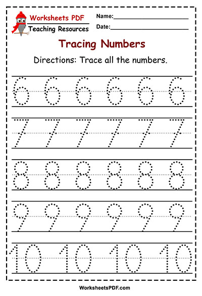 Preschool Tracing Numbers 1 10 Worksheets Pdf Numbers Worksheets 