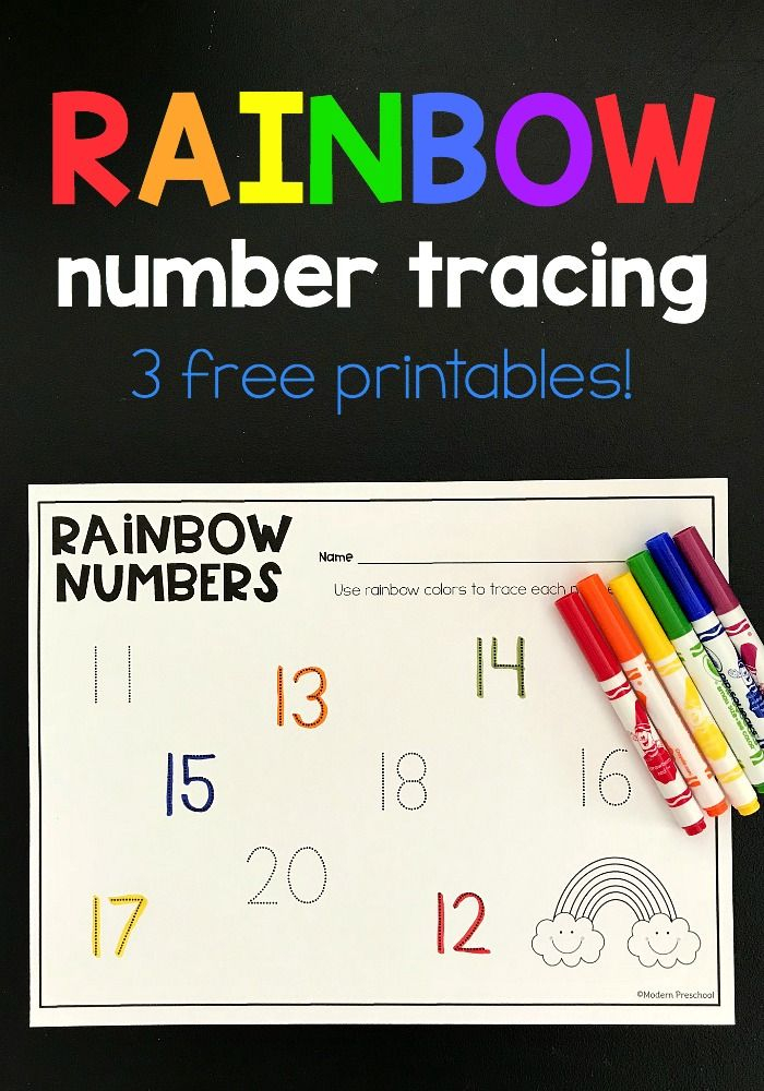 Rainbow Tracing Numbers Printable 1 20 Numbers Kindergarten March 