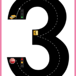Road Numbers Math Training Game Tracing Number 3 Pre k Free Printable