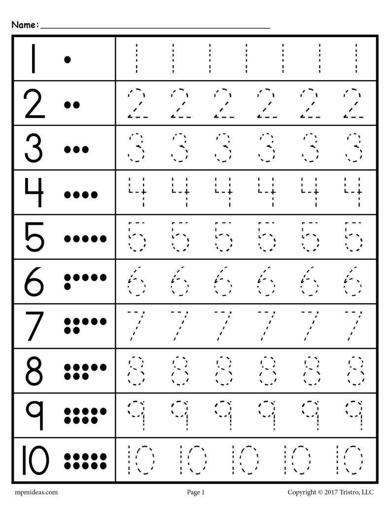 Trace Number 1 20 Worksheets Activity Shelter Free Printable 