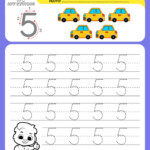 Trace Number 5 Worksheet For Free For Kids Count And Trace 5 Number