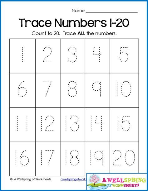 Trace Numbers 1 20 Write And Fill In The Numbers Too Actividades De 