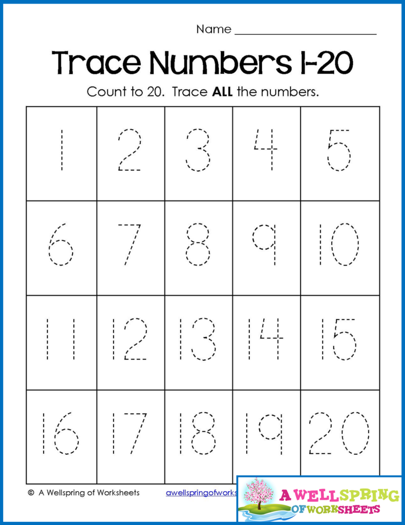 Trace Numbers 1 20 Write And Fill In The Numbers Too Tracing 