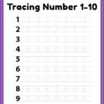 Tracing Number 1 10 Worksheet Free PDF Printable For Kids
