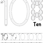 Tracing Number 10 Worksheet For Kindergarten