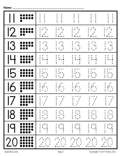 Tracing Numbers 11 20 Worksheets Worksheets Master
