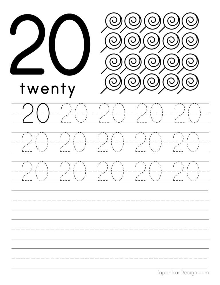 Tracing Numbers 20 30 Worksheet