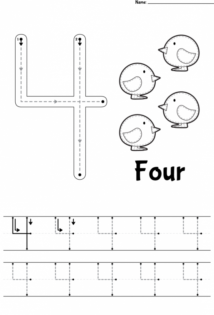 Tracing Numbers 4 Worksheets 99Worksheets