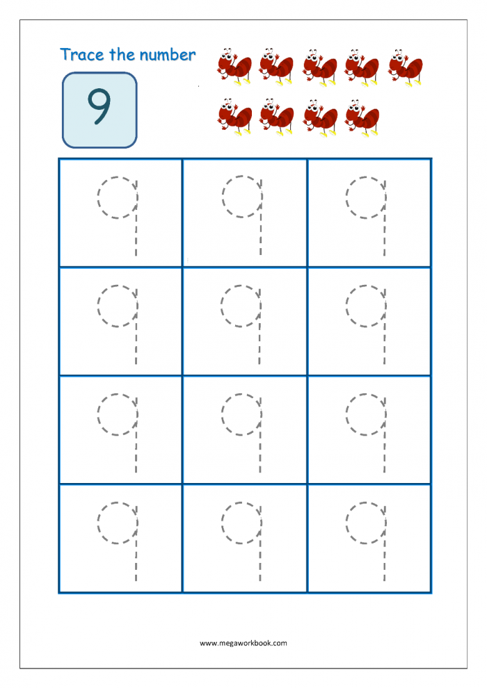 Tracing Numbers And Counting 9 Worksheets 99Worksheets