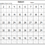Tracing Numbers Printable Worksheet 1 50 Tracing Printable Preschool