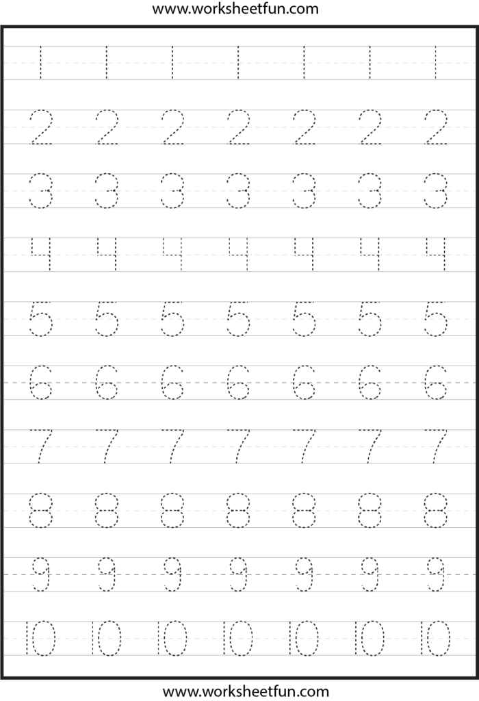 Tracing Numbers Worksheets For Kindergarten Pdf Numbers Tracing 