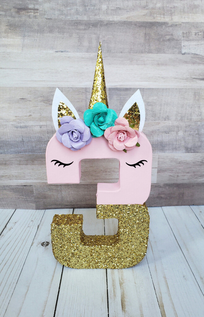 Unicorn Theme Paper Mache Numbers Photo Prop Child Photo Etsy 